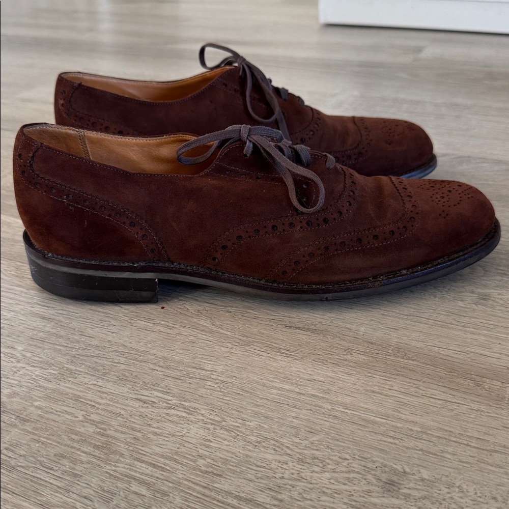 Cole Haan Bench Wingtip Derby Shoes Men’s 9 1/2 D Brown Leather Made in England - Picture 5 of 15